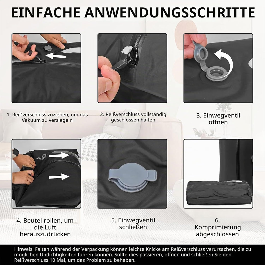 2er Pack Vakuumbeutel TPU, Kompressionsbeutel mit Ventil für Pumpe oder manuelles Zusammendrücken, a