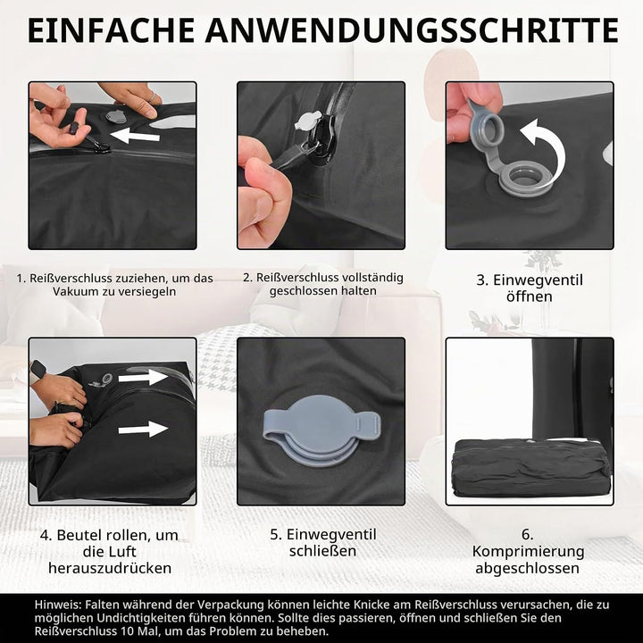 2er Pack Vakuumbeutel TPU, Kompressionsbeutel mit Ventil für Pumpe oder manuelles Zusammendrücken, a