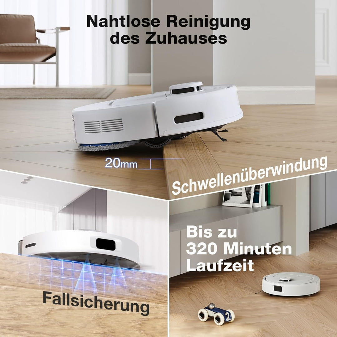 ECOVACS DEEBOT N30 PRO Omni Saugroboter mit Wischfunktion, 10.000 Pa Saugleistung, ZeroTangle 2.0-Te