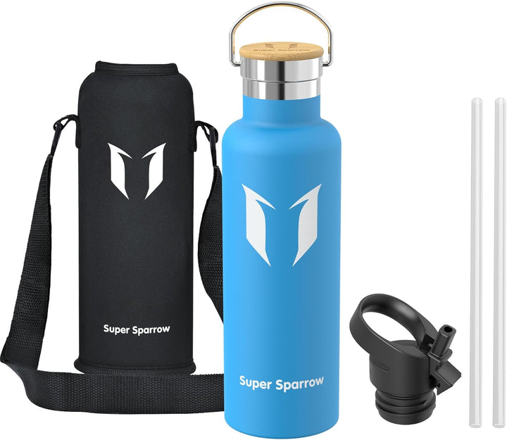 Super Sparrow Trinkflasche Edelstahl - 350ml, 500ml, 620ml, 750ml, 1L - Auslaufsicher Thermoskanne,