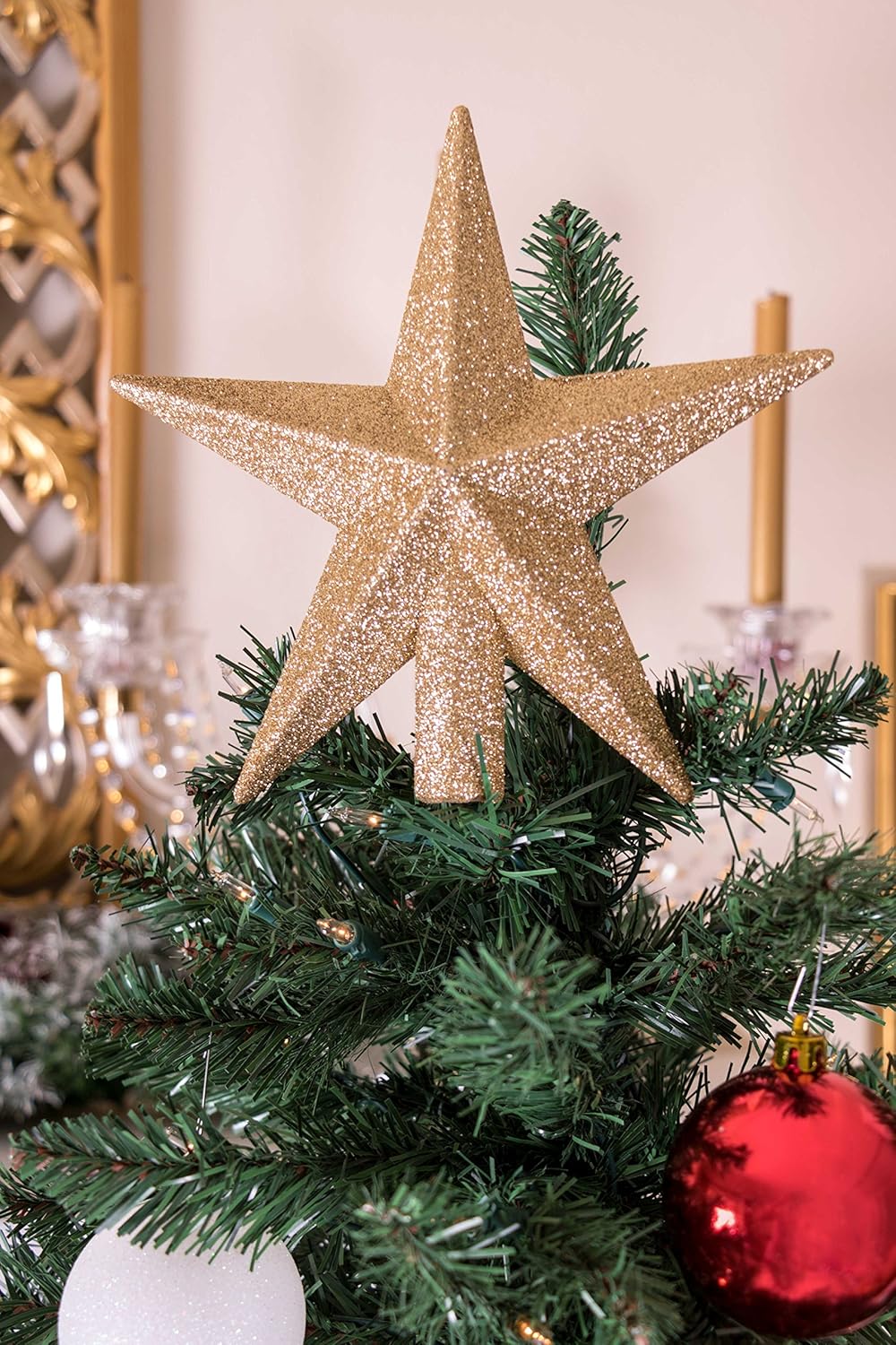 Clever Creations - Weihnachtsbaumspitze - glitzernder Stern - Festliche Weihnachtsdeko - bruchsicher