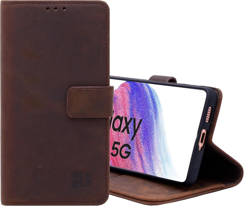 Burkley Leder Handyhülle für Samsung Galaxy A53 Leder Book Case Handytasche mit Magnetverschluss, 36