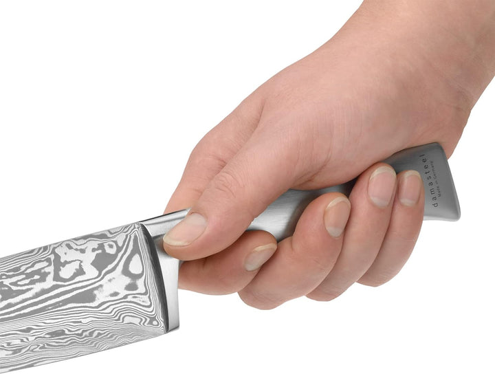 WMF Grand Gourmet Damastmesser, Santoku Messer 32 cm, Made in Germany, Damaststahl 120-lagig, Perfor