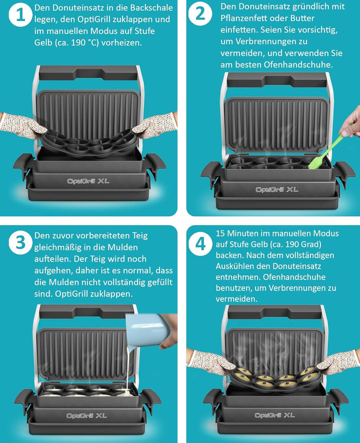 Donuteinsatz Kompatibel Mit Tefal OptiGrill XL, Elite, Plus, Backschaleneinsatz Aus Silikon, 8 Donut