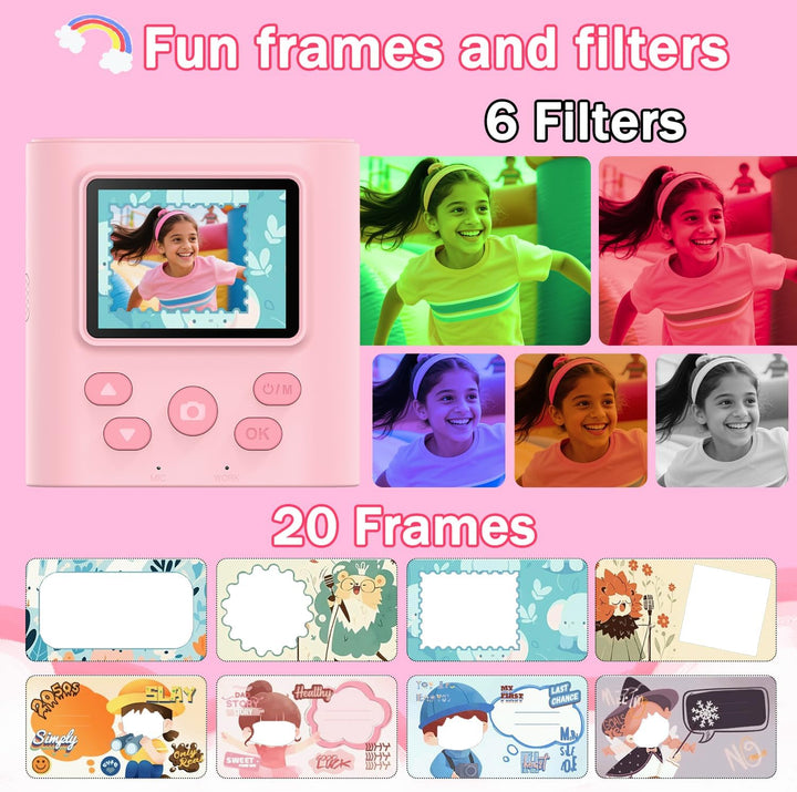 Zicor Kinderkamera Instant Print, 1080HD Digital Video & Instant Print Kamera für Kinder, lustige We