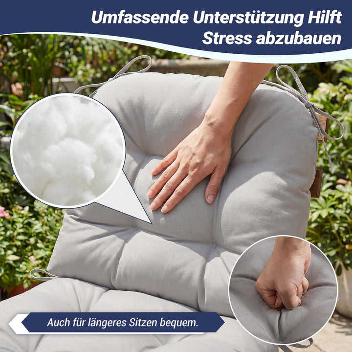 Dicke Outdoor Sitzkissen Stuhl 2 Stück Wasserdichtes (Hellgrau) | Erwachsene Stuhlkissen 48*48 mit B