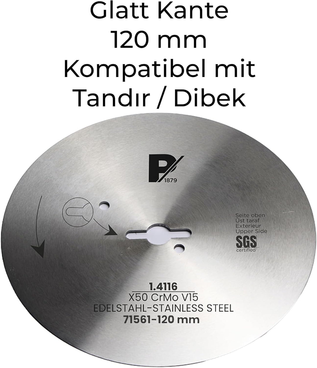 Pirge Kreismesser Kompatibel mit Tandır und Dibek 120 mm - Schärfstes Dönermesser aus Edelstahl in P