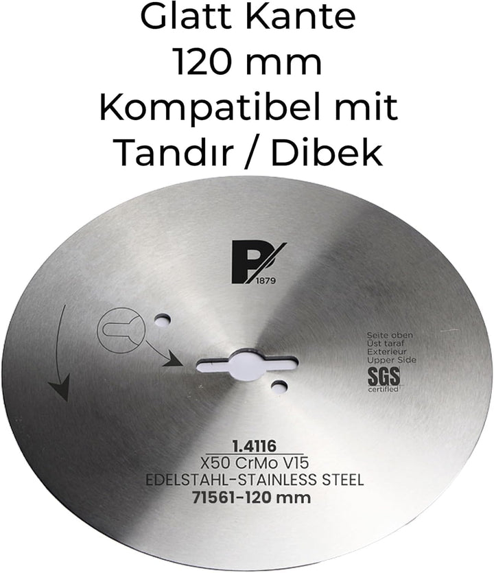 Pirge Kreismesser Kompatibel mit Tandır und Dibek 120 mm - Schärfstes Dönermesser aus Edelstahl in P