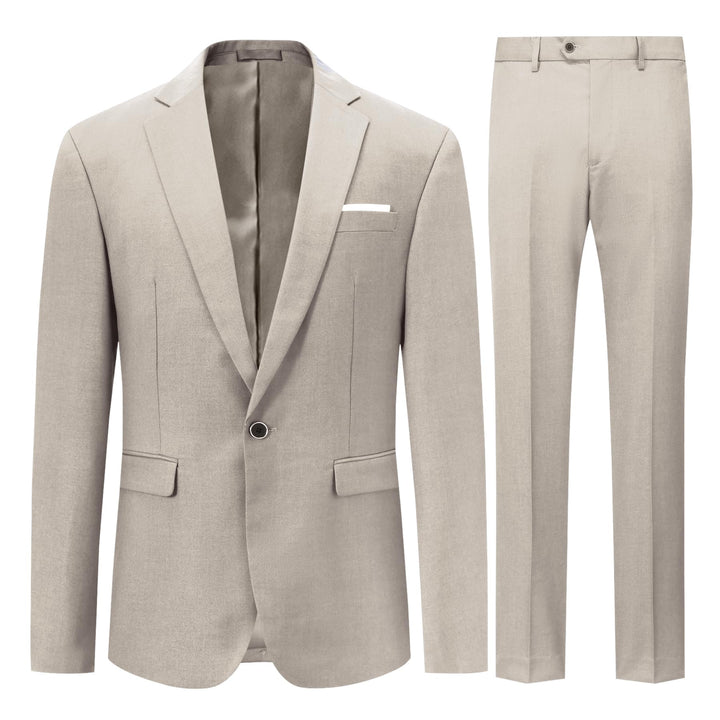 Allthemen Anzug Herren Anzüge Slim Fit 2 Teilig Business Herrenanzug Sakko Hose XL Beige, XL Beige