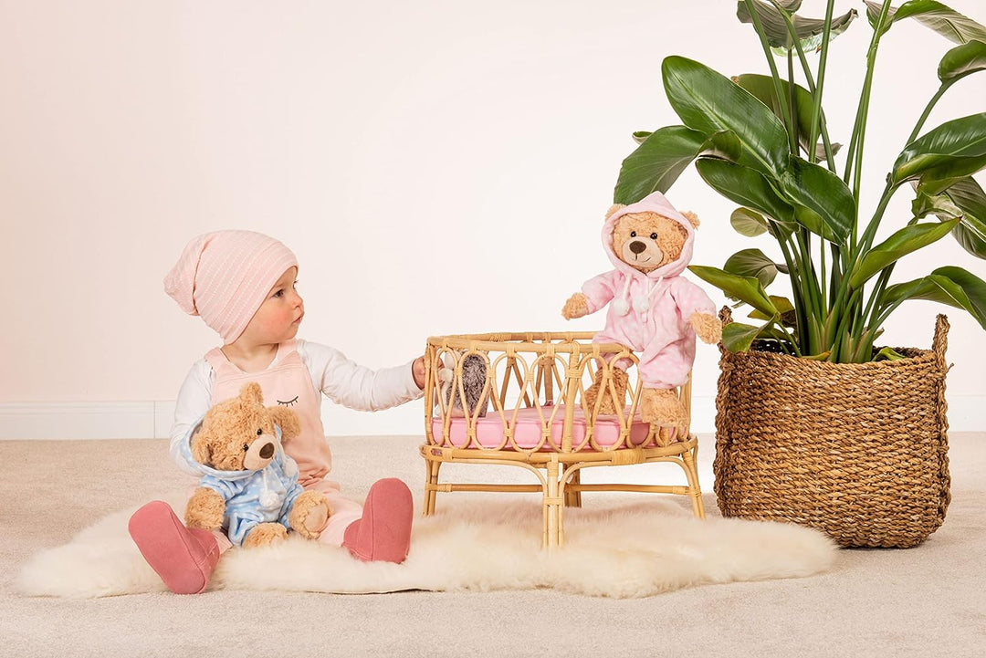 Teddy Hermann 91386 Teddy-Bär Schlafanzugbär rosa 30 cm, Kuscheltier, Plüschtier 30 cm, rosa, 30 cm,