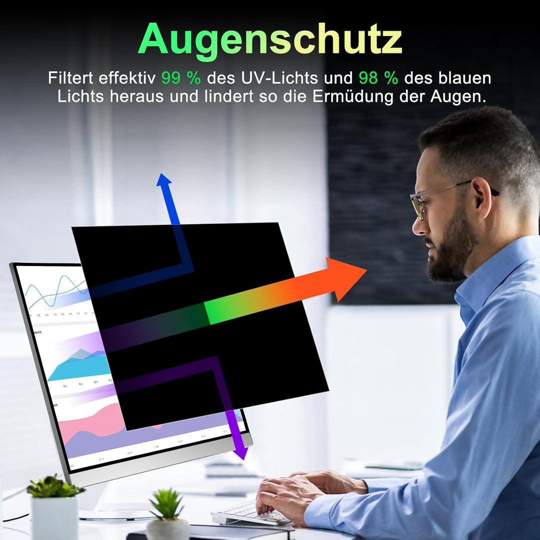 2 STÜCK 24 Zoll Bildschirm Magnetischer Blickschutzfilter für 16:9 Seitenverhältnis, Blendfrei Blaul