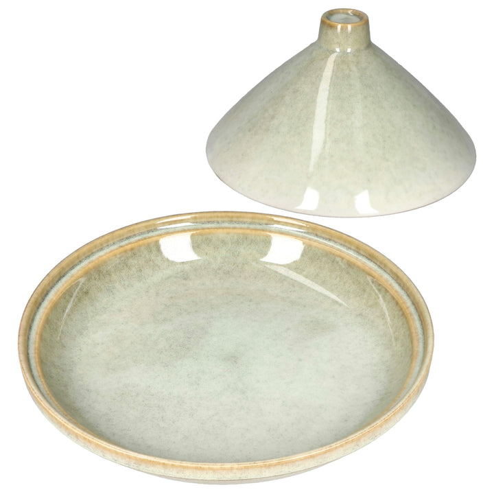 MamboCat Tajine aus Steingut hellgrün I orientalische Schmorform mit Deckel I mediterrane Servier- &