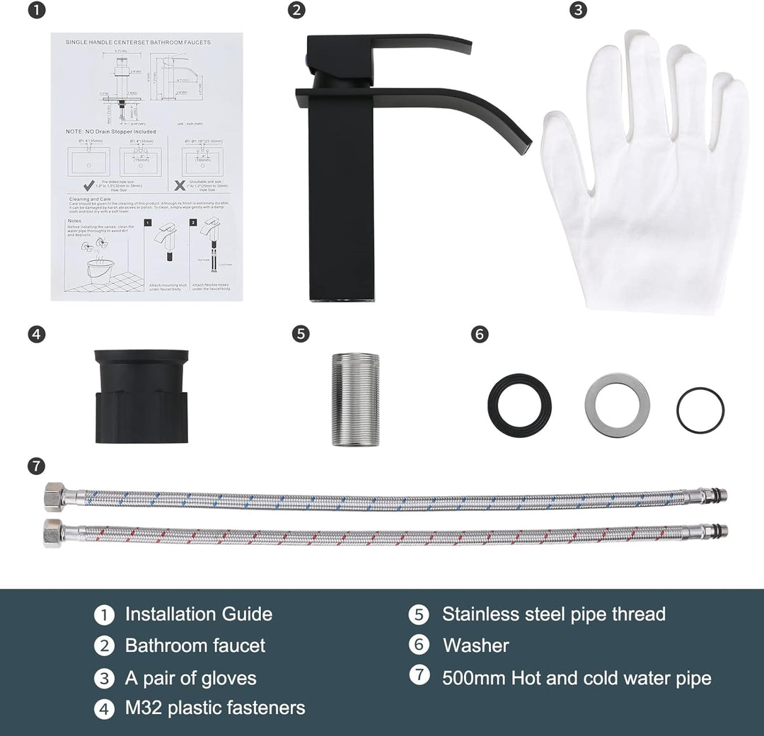 iVIGA Wasserhahn Bad, 175MM Waschtischarmatur wenig Lärm Einhandmischer Wasserfall Waschbeckenarmatu