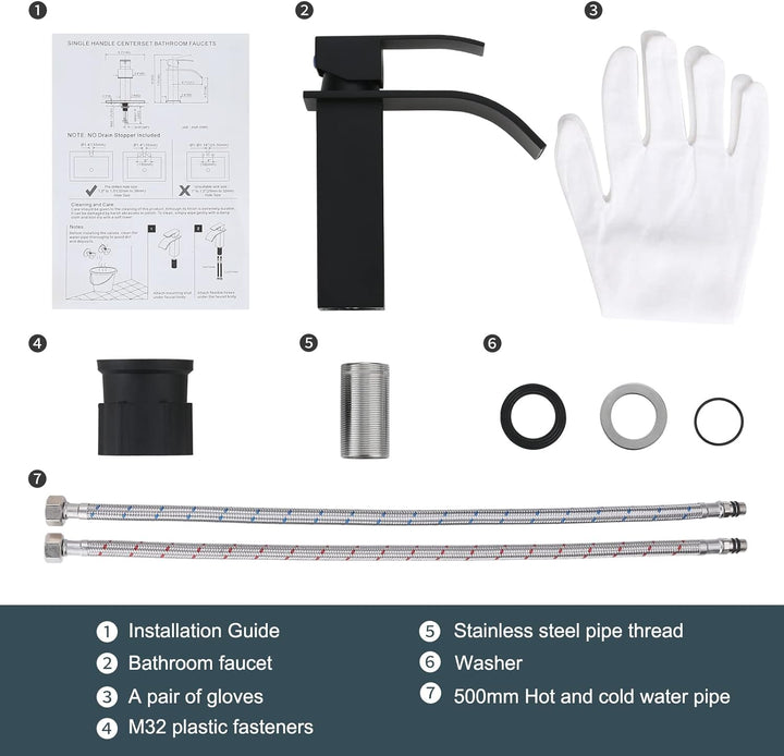 iVIGA Wasserhahn Bad, 175MM Waschtischarmatur wenig Lärm Einhandmischer Wasserfall Waschbeckenarmatu