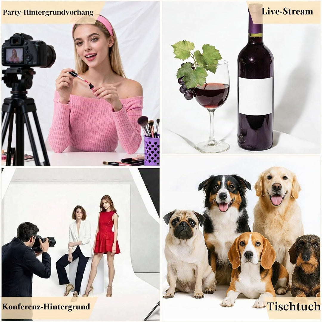 Spardar Foto Hintergrund, 3M X 4.5M Weiss Fotostudio Hintergrund mit 4 Klemmen, Faltbarer Fotohinter