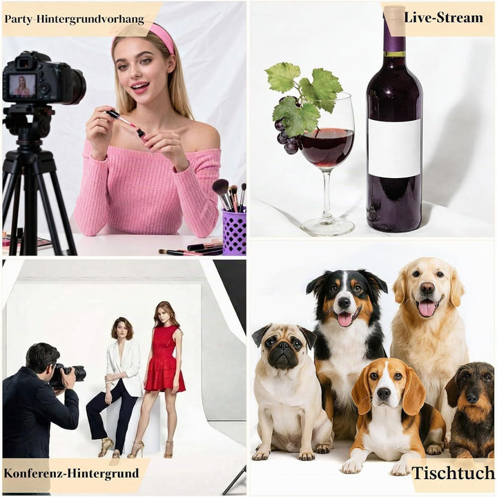 Spardar Foto Hintergrund, 3M X 4.5M Weiss Fotostudio Hintergrund mit 4 Klemmen, Faltbarer Fotohinter