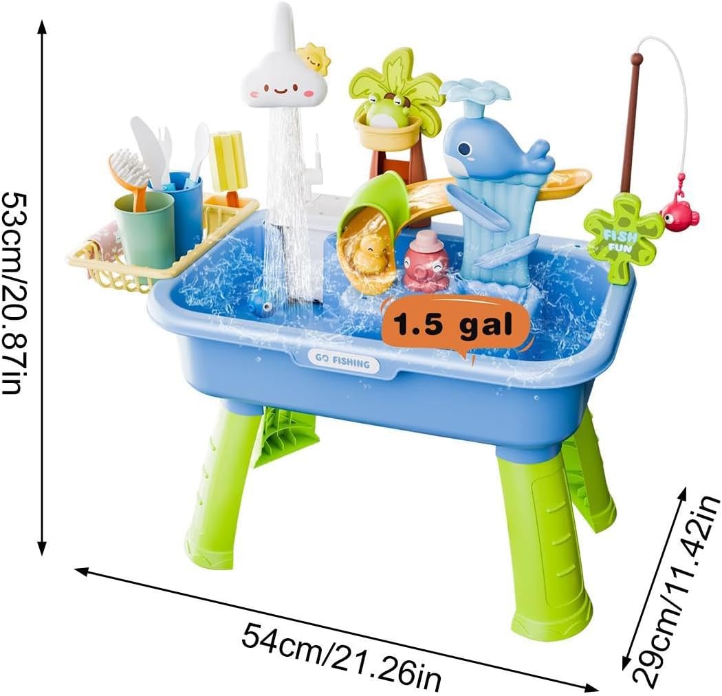 Regenschauer Wasserspieltisch Kinder Outdoor | 4 In 1 Spielspüle Mit Fliessendem Wasser Und Pumpe |