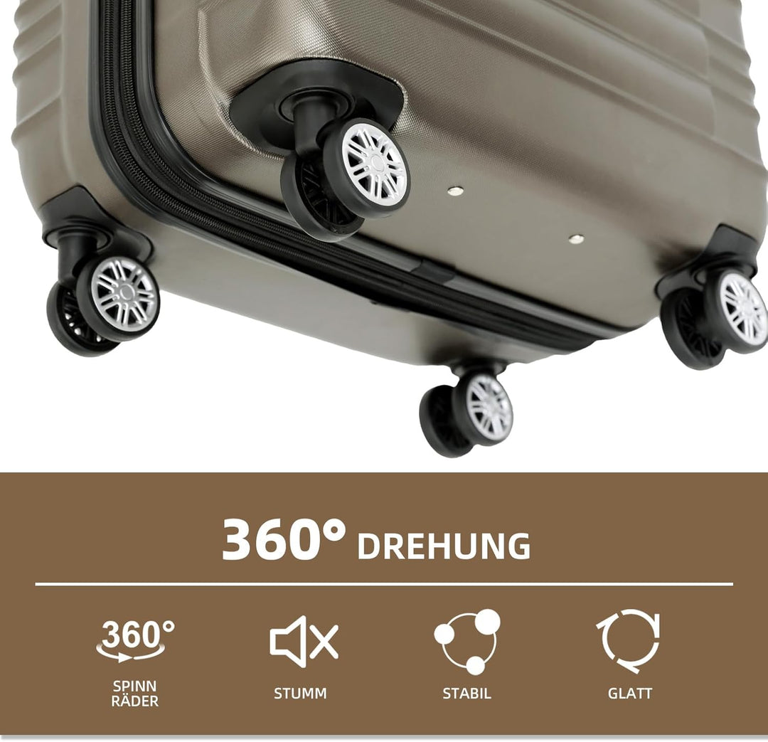 BEIBYE 2088 Zwillingsrollen Reisekoffer Koffer Trolleys Hartschale M-L-XL-Set (Coffee, M) Coffee M,