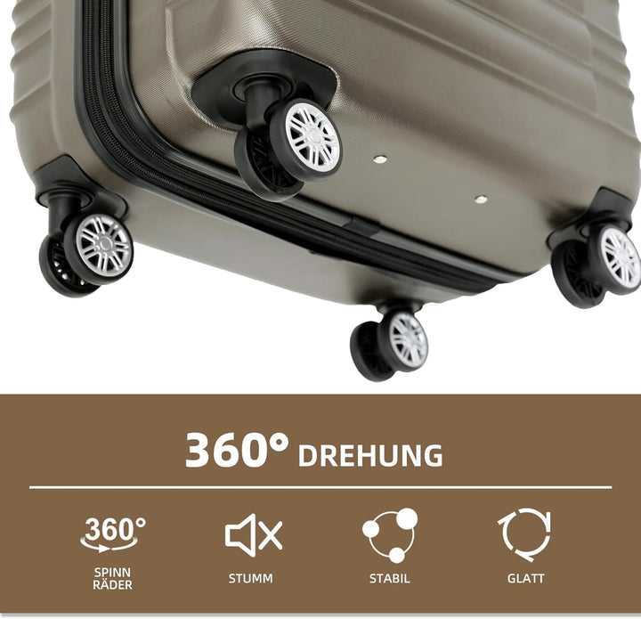 BEIBYE 2088 Zwillingsrollen Reisekoffer Koffer Trolleys Hartschale M-L-XL-Set (Coffee, M) Coffee M,