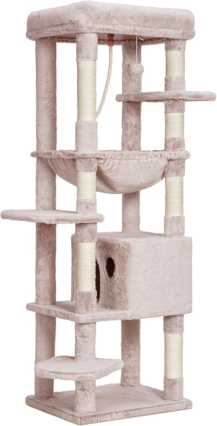 Heybly Kratzbaum, mit Decken, für grosse Katze, Katzenbaum, grosse Plattformen, Höhle, 50 x 50 x 153