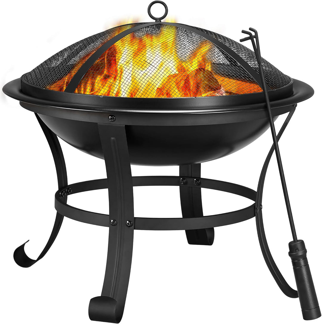 Yaheetech Ø 54cm Feuerschale mit Funkenschutz, Outdoor Feuerstelle Feuerkorb, Fire Pit, Feuerschalen