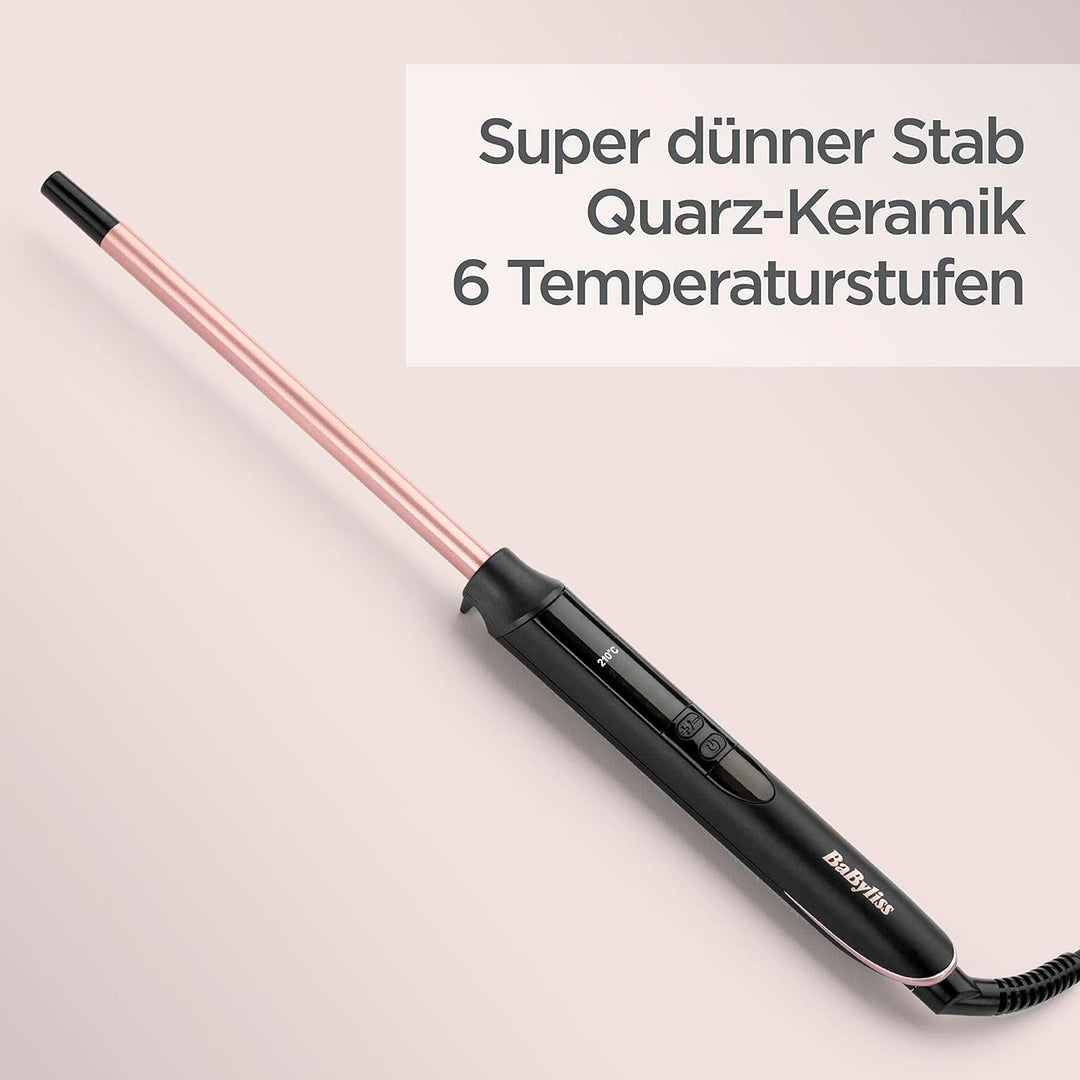 BaByliss 10mm Curling Wand Lockenstab mit Quartz-Keramik Beschichtung für Enge Afro-Locken, rosa Sch
