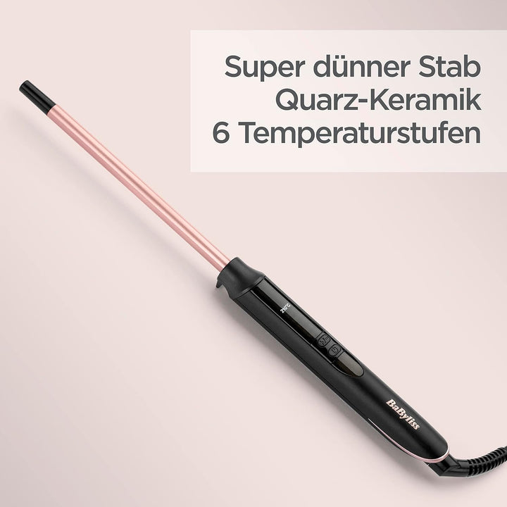 BaByliss 10mm Curling Wand Lockenstab mit Quartz-Keramik Beschichtung für Enge Afro-Locken, rosa Sch