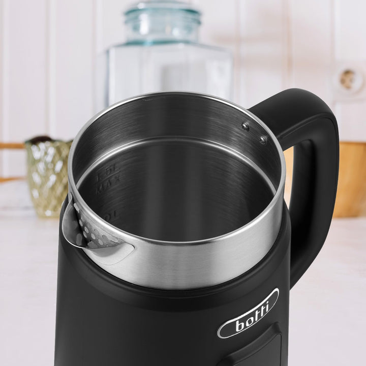 Botti Luiz Wasserkocher 1,5L Schwarz | LED-Temperaturanzeige | Doppelwand-Design | 360° drehbarer So