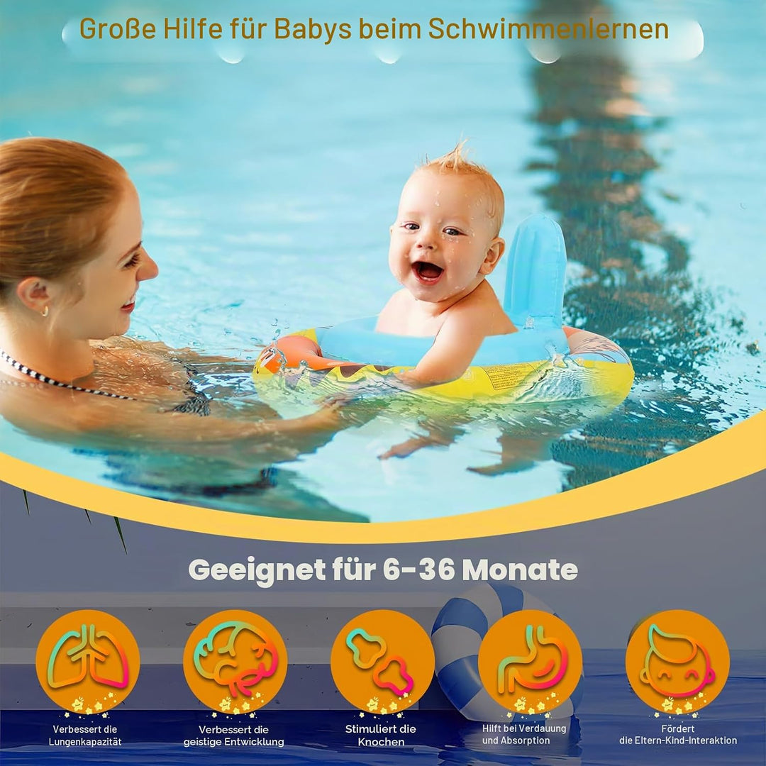 Coikes Baby Schwimmring mit Sonnenschirm, Schwimmsitz für Babys, mit Pumpe für Babys, zum Schwimmen,