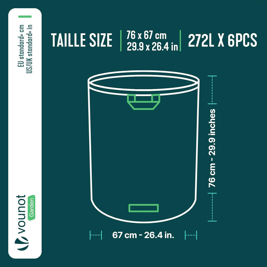 VOUNOT Gartenabfallsack 272 Liter, 6er Gartensäcke für Grünabfall, Selbststehend und Falt, Laubsack