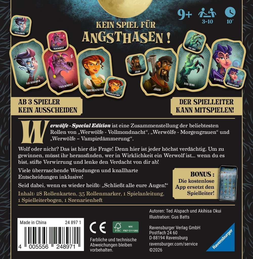 Ravensburger 24897 - Werwölfe - Special Edition, 10 Jahre Jubiläum, Kartenspiele ab 9 Jahre, für 3-1