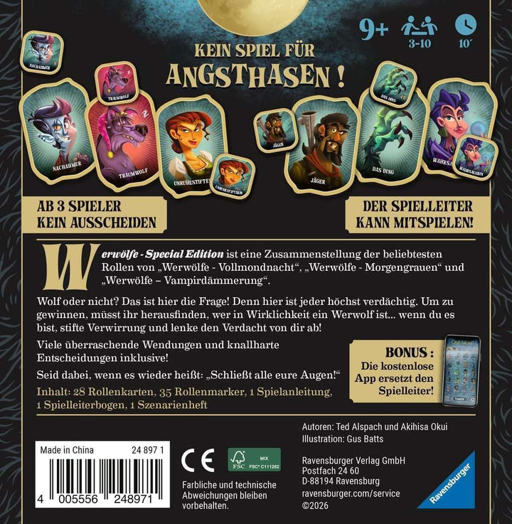 Ravensburger 24897 - Werwölfe - Special Edition, 10 Jahre Jubiläum, Kartenspiele ab 9 Jahre, für 3-1