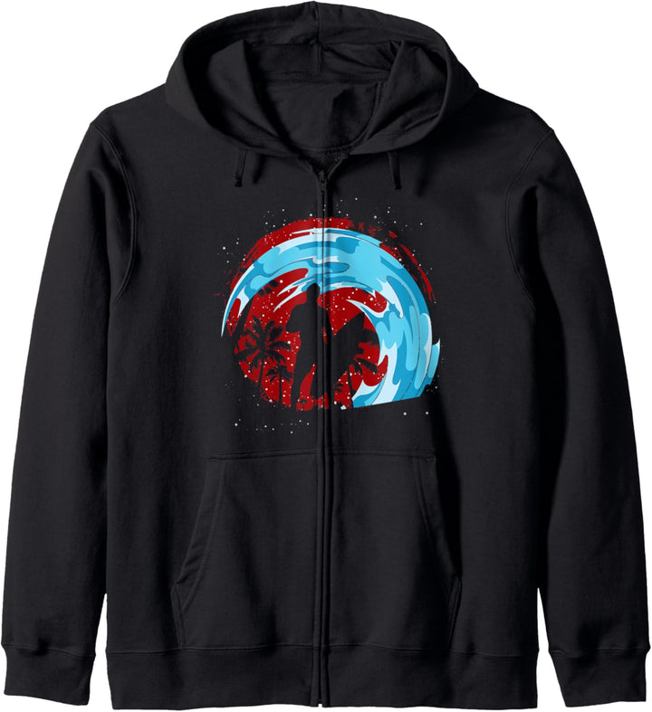 Wassersport Surfer Wellen Surfing Palmen Sommer Surfen Kapuzenjacke