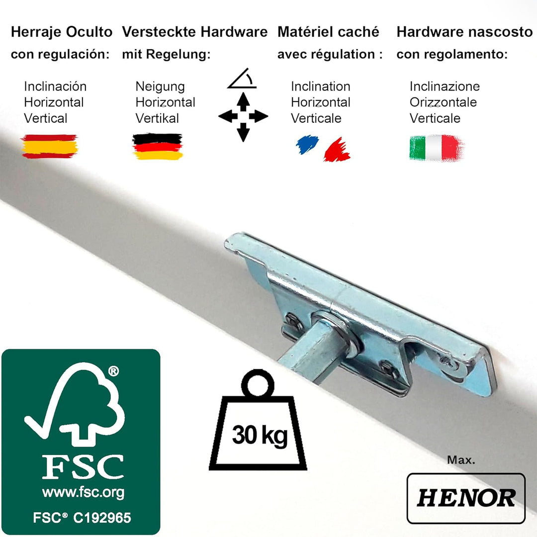 Henor Charge 2 Einheiten Wandregal FSC® Holzwandregal 100 x 15 x 2.5 cm. Völlig versteckte Unterstüt