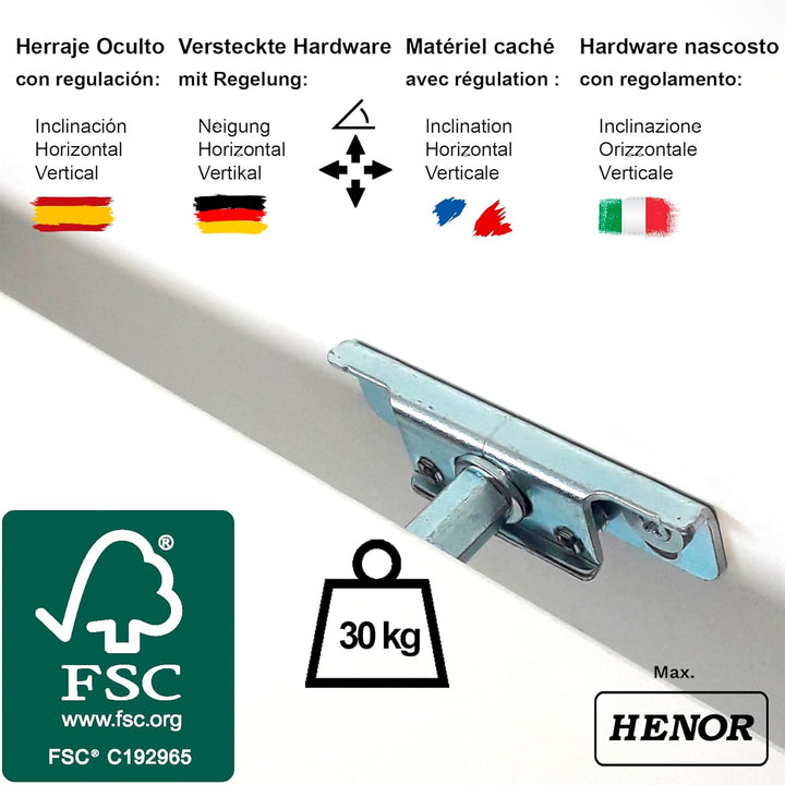 Henor Charge 2 Einheiten Wandregal FSC® Holzwandregal 100 x 15 x 2.5 cm. Völlig versteckte Unterstüt