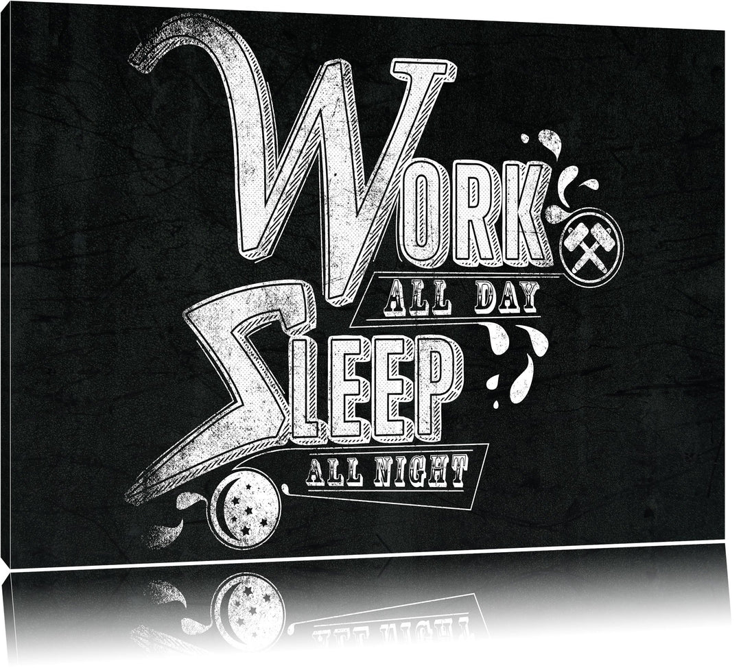 Work and sleep Light Format: 100x70auf Leinwand, XXL riesige Bilder fertig gerahmt mit Keilrahmen, K