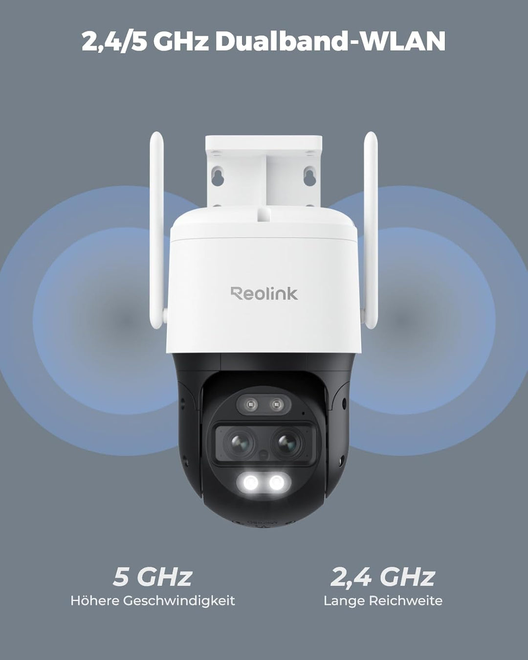 Reolink 4K 8MP PTZ Überwachungskamera Aussen mit Dual-Objektiv, 2,4/5GHz WLAN, Auto-Tracking, Smarte