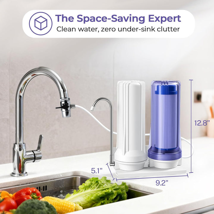 iSpring CKC2 AuftischFilter Wasserfilter Filteranlage für Wasser Auftisch Filter mit 2 Stufen und Ak