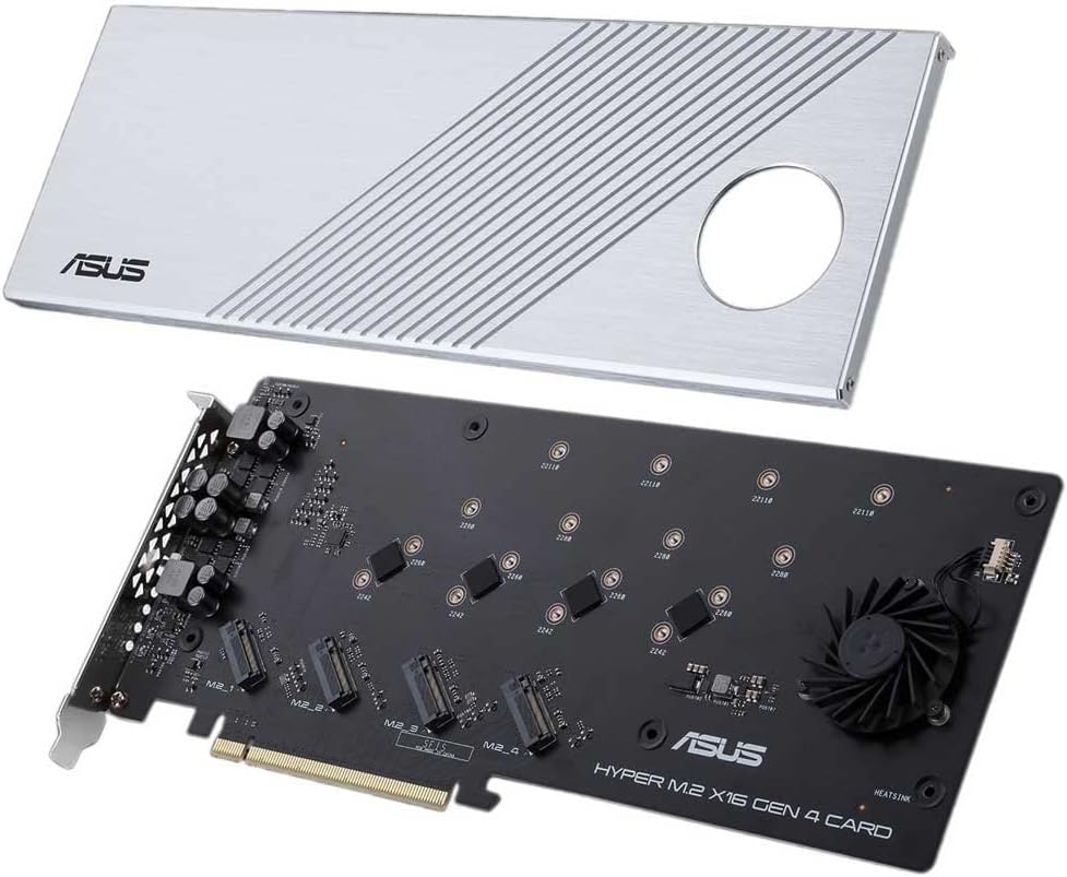 ASUS Hyper M.2 x16 Gen 4 (PCIe 4.0/3.0) unterstützt 4X NVMe M.2 Geräte (2242/2260/2280/22110) bis zu