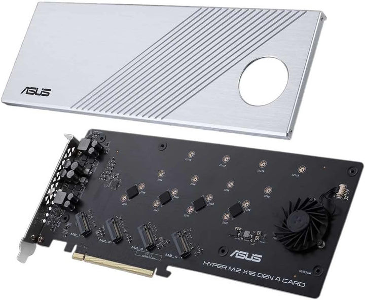 ASUS Hyper M.2 x16 Gen 4 (PCIe 4.0/3.0) unterstützt 4X NVMe M.2 Geräte (2242/2260/2280/22110) bis zu
