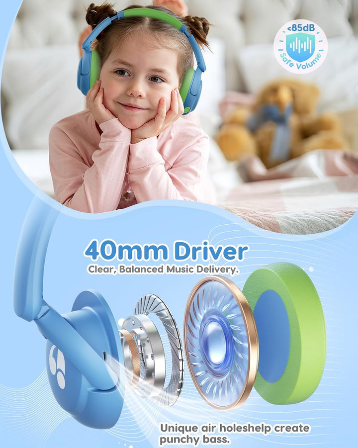 awatrue Bluetooth Kopfhörer Kinder, 85dBA Sicheres Volumen, Bluetooth 5.4, BPA Frei/CPC Zertifiziert