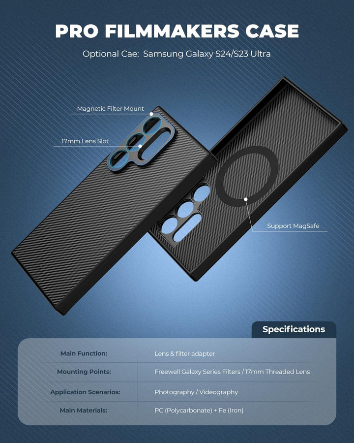 FREEWELL Pro Filmmaker Schutzhülle für Samsung S24 Ultra, Magnetfilter und 17-mm-Objektivschlitz, Sc
