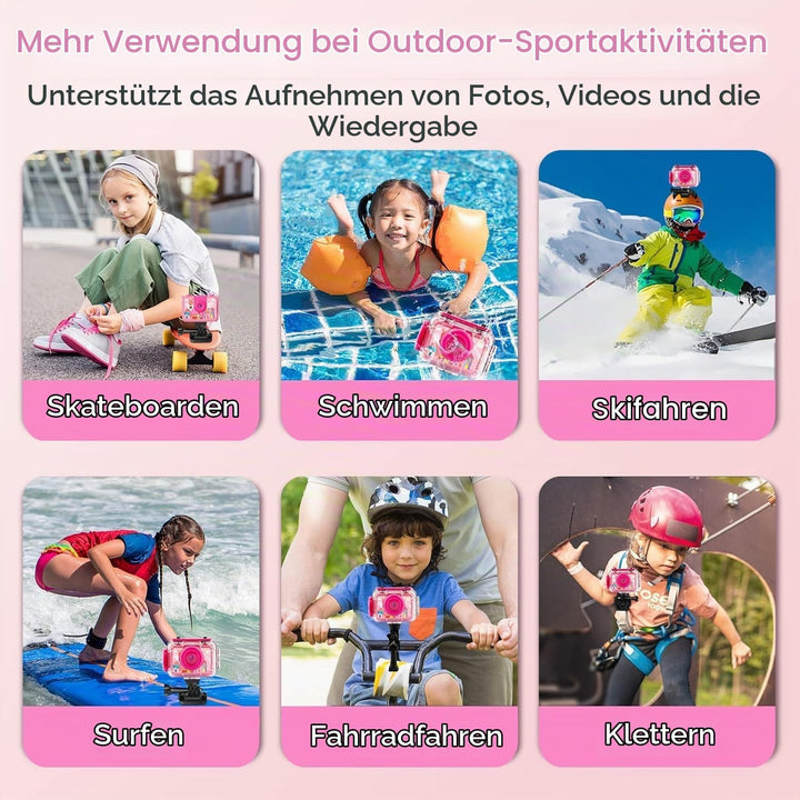 GKTZ Kinderkamera wasserdichte,Unterwasserkamera-1080P Selfie Digitalkamera Fotoapparat für Kinder,