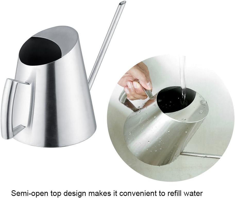 Gorgeri 1500ml Edelstahl Giesskanne, Metallgiesskanne, Topfpflanze-Blumen-Bewässerung auch für Indoo