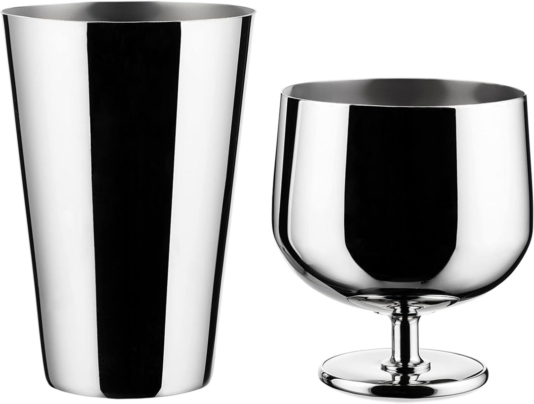Alessi The Tending Box GIA26 - Parisienne Cocktail Shaker, mit Unteren und Oberen Glas mit Knopf, au