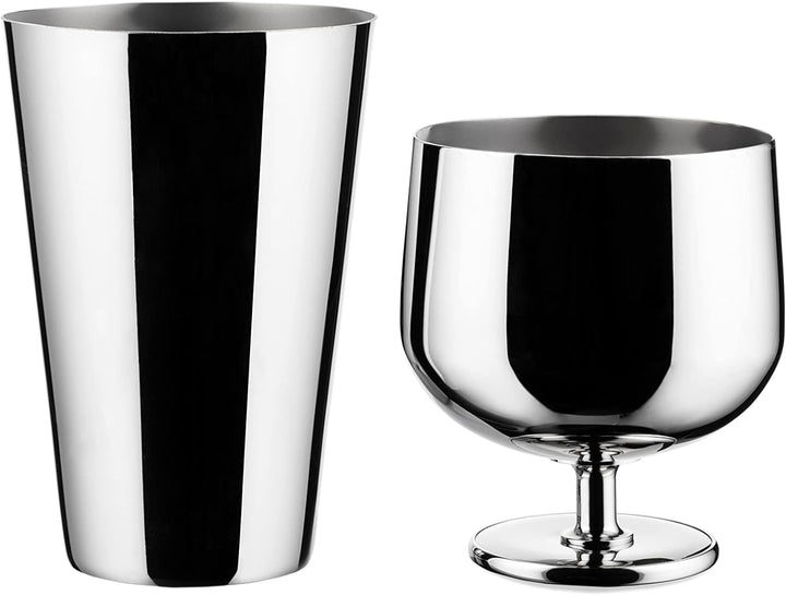 Alessi The Tending Box GIA26 - Parisienne Cocktail Shaker, mit Unteren und Oberen Glas mit Knopf, au