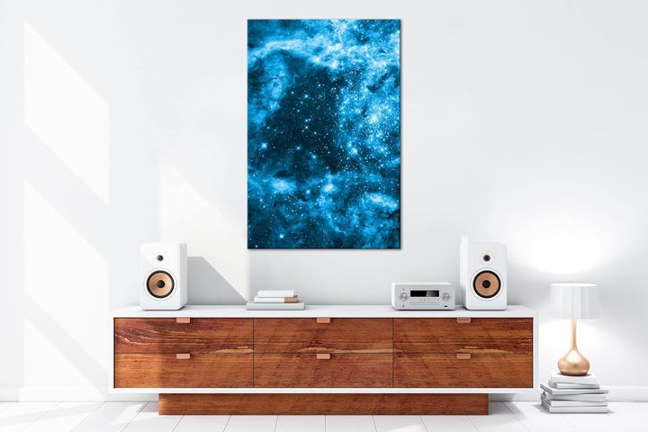deyoli auffallend bunte Galaxie Format 100x70 Effekt: Monocrome Blau als Leinwandbild, Motiv fertig