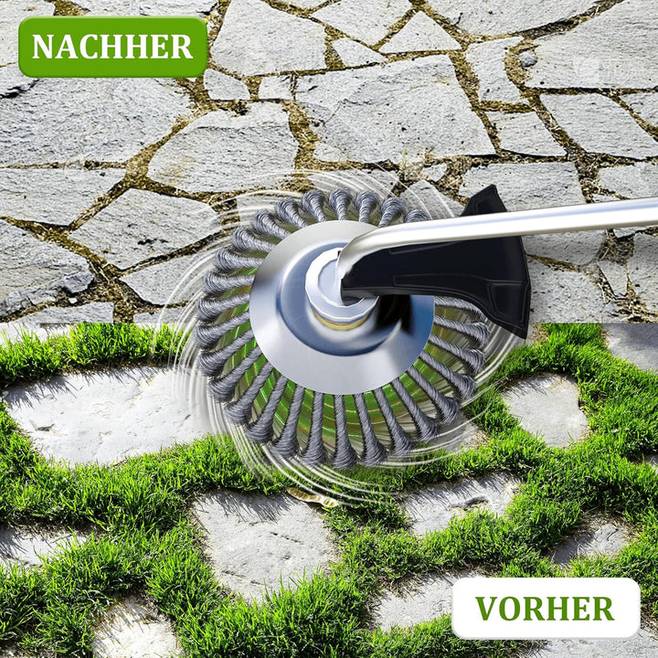 Profi Unkrautbürste für Freischneider,Wildkrautbürste für Motorsense mit 25,4mm Bohrung,Drahtbürste