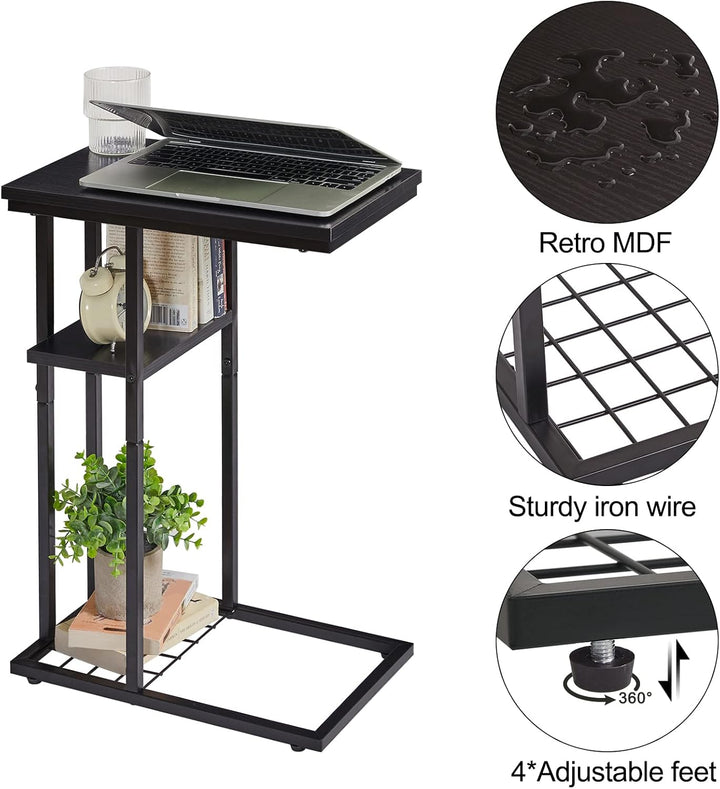 YMYNY Beistelltisch Kaffeetisch C-Form, Eleganter Kleiner Sofatisch, Industrie-Design 2er-Set, Sofat