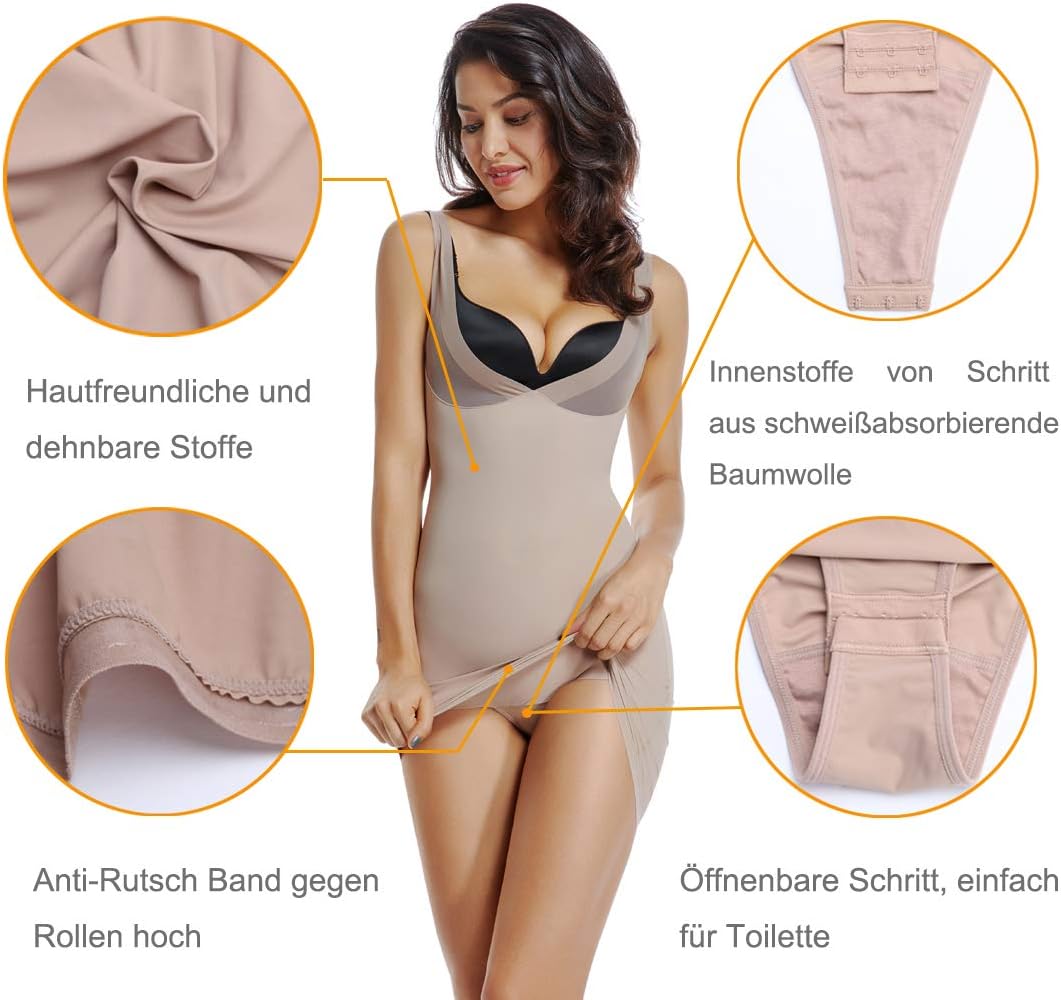 Joyshaper Miederkleider für Damen Figurformende Miederkleid Bruststützung Unterkleid mit Träger, M